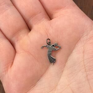 Vintage 925 Sterling Silver Tennis Badminton Player Small Pendant Bracelet Charm